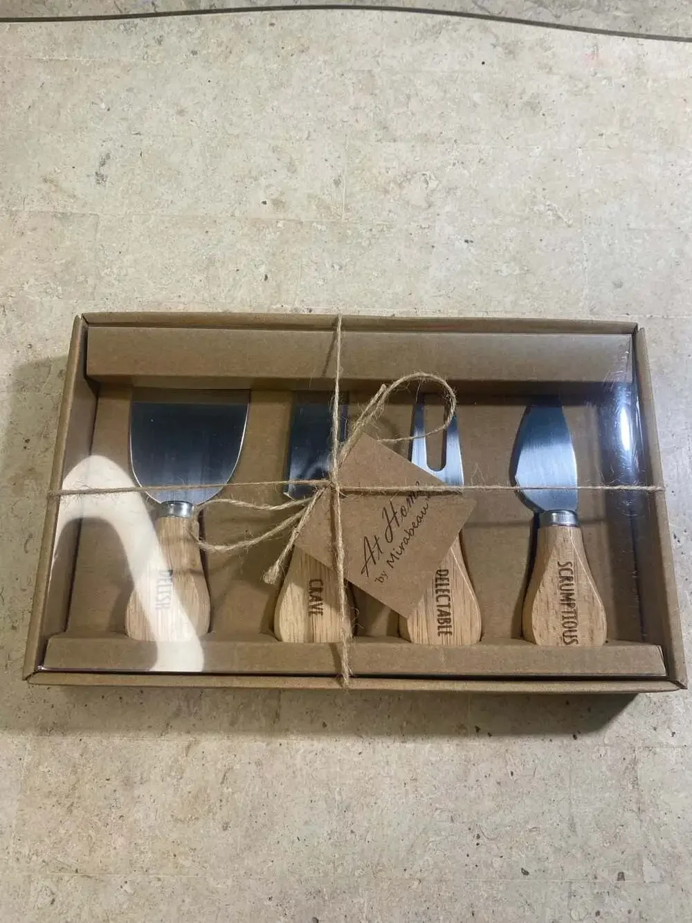 At Home by Mirabeau 4-Piece Cheese Knife Set with Wooden Handles